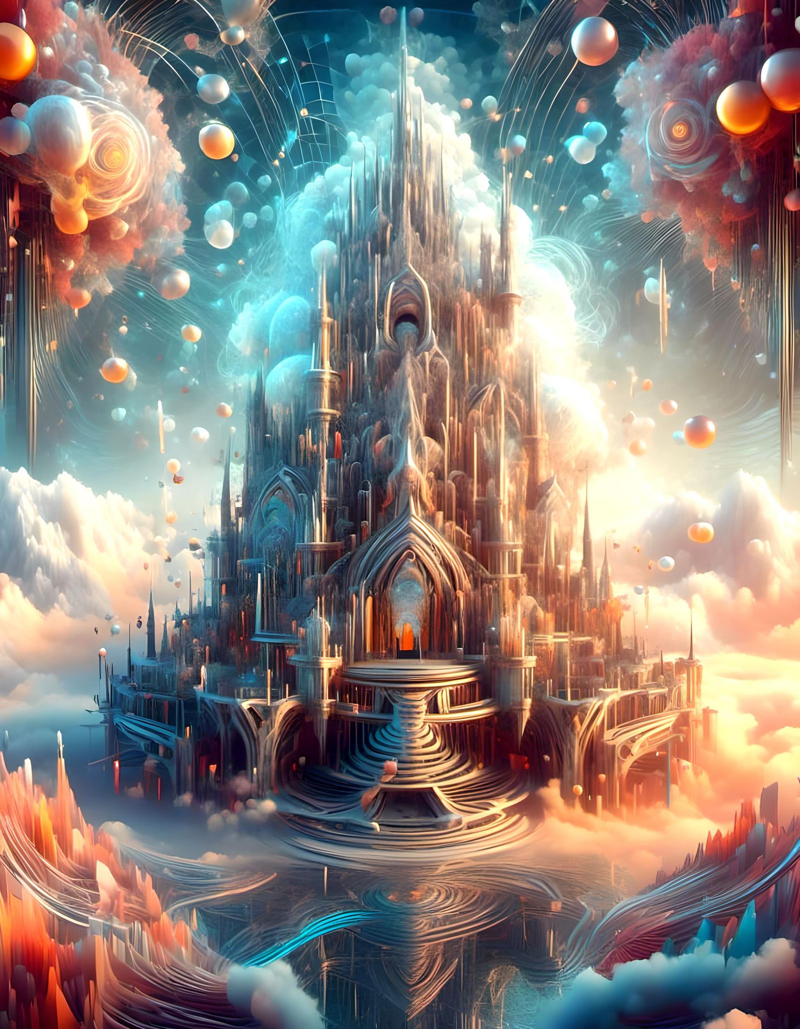 Fantasy Castle in the Clouds: Abstract Fractal Art