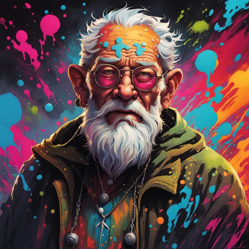 Fantasy Character: Crazy Old Man in Graffiti Art