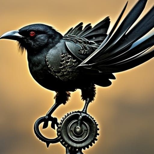 Steampunk Crow in Victorian Science Fiction Style