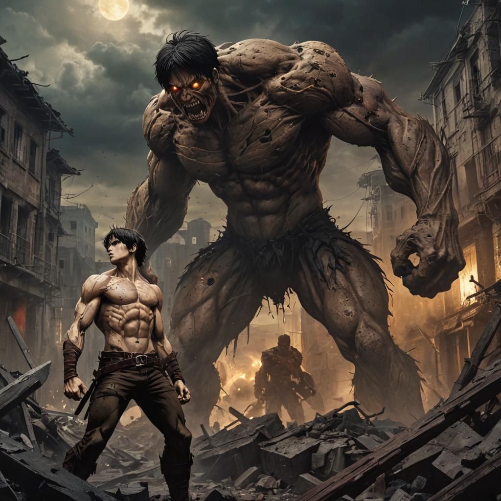 Epic Battle Between Hero and Giant Monster