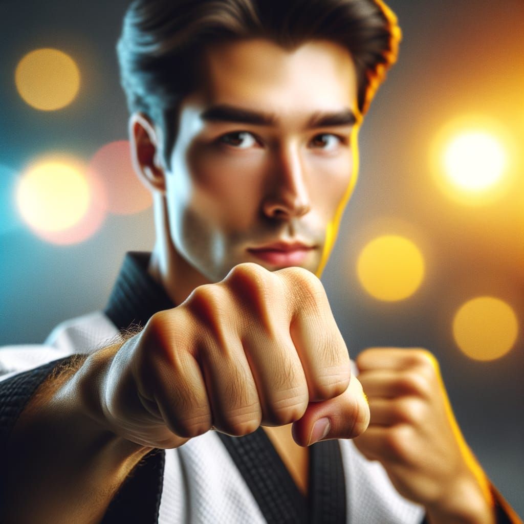 Tang Soo Do Black Belt Executes Low Defence Block