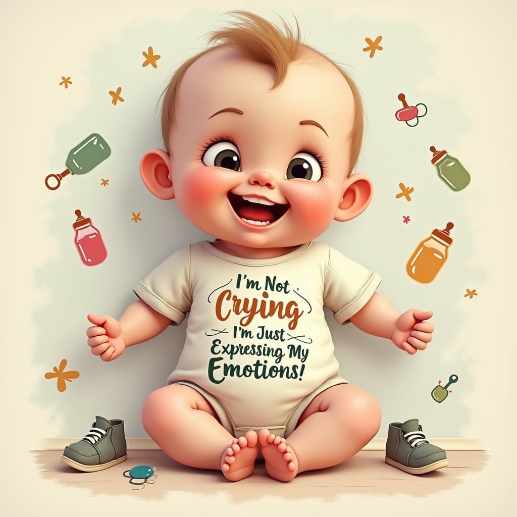 Cherubic Baby with Whimsical Graphics and Playful Quote
