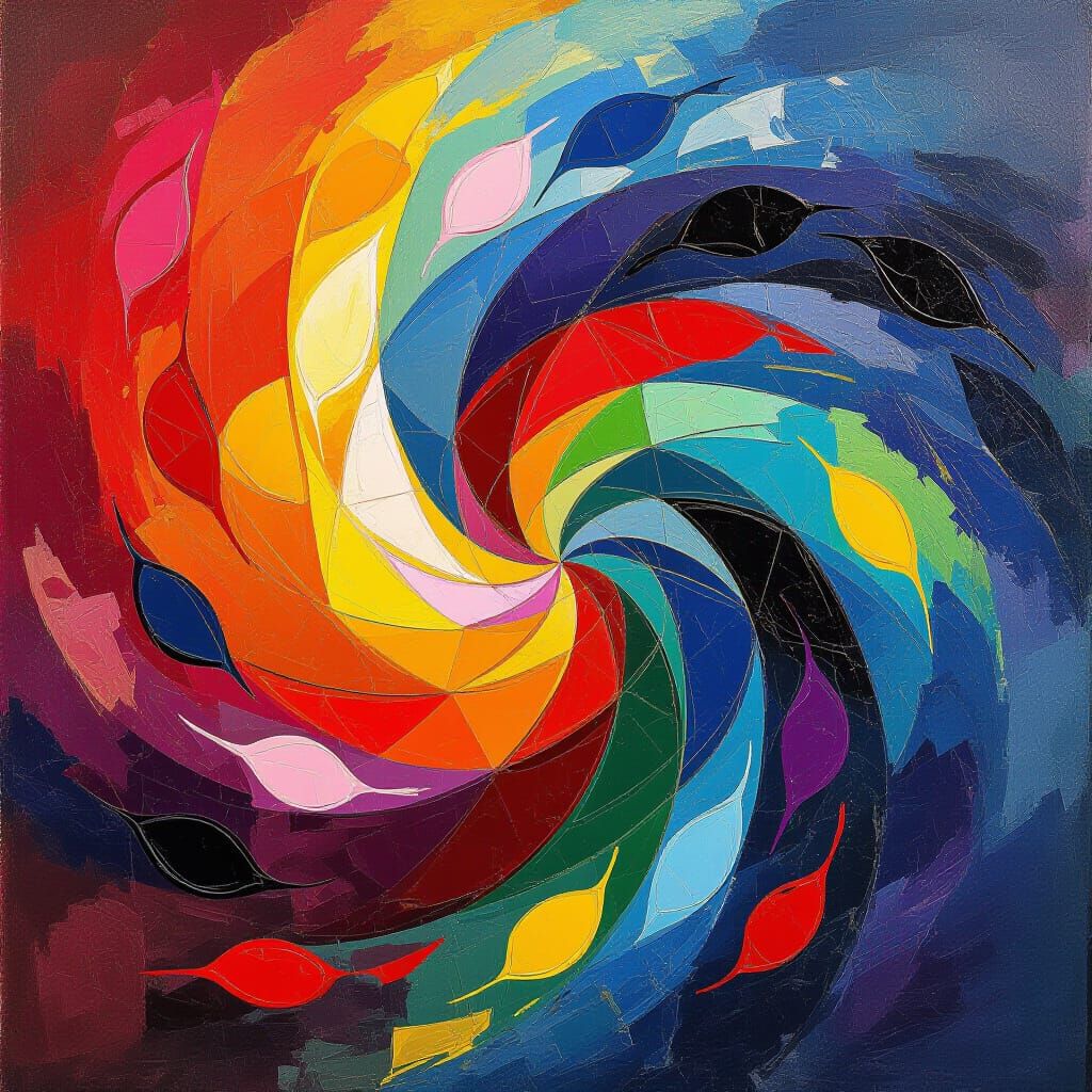 Vibrant Abstract Color Explosion in Impasto Style