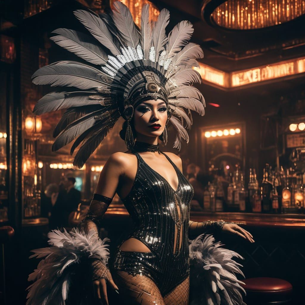 Futuristic Speakeasy Cabaret: A Sci-Fi Art Deco Scene