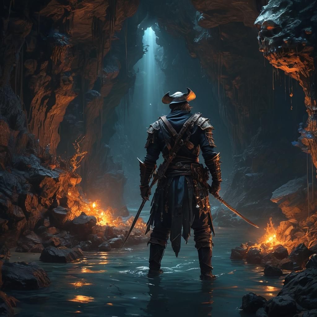 Eel Pool Encounter: Dark Fantasy Art