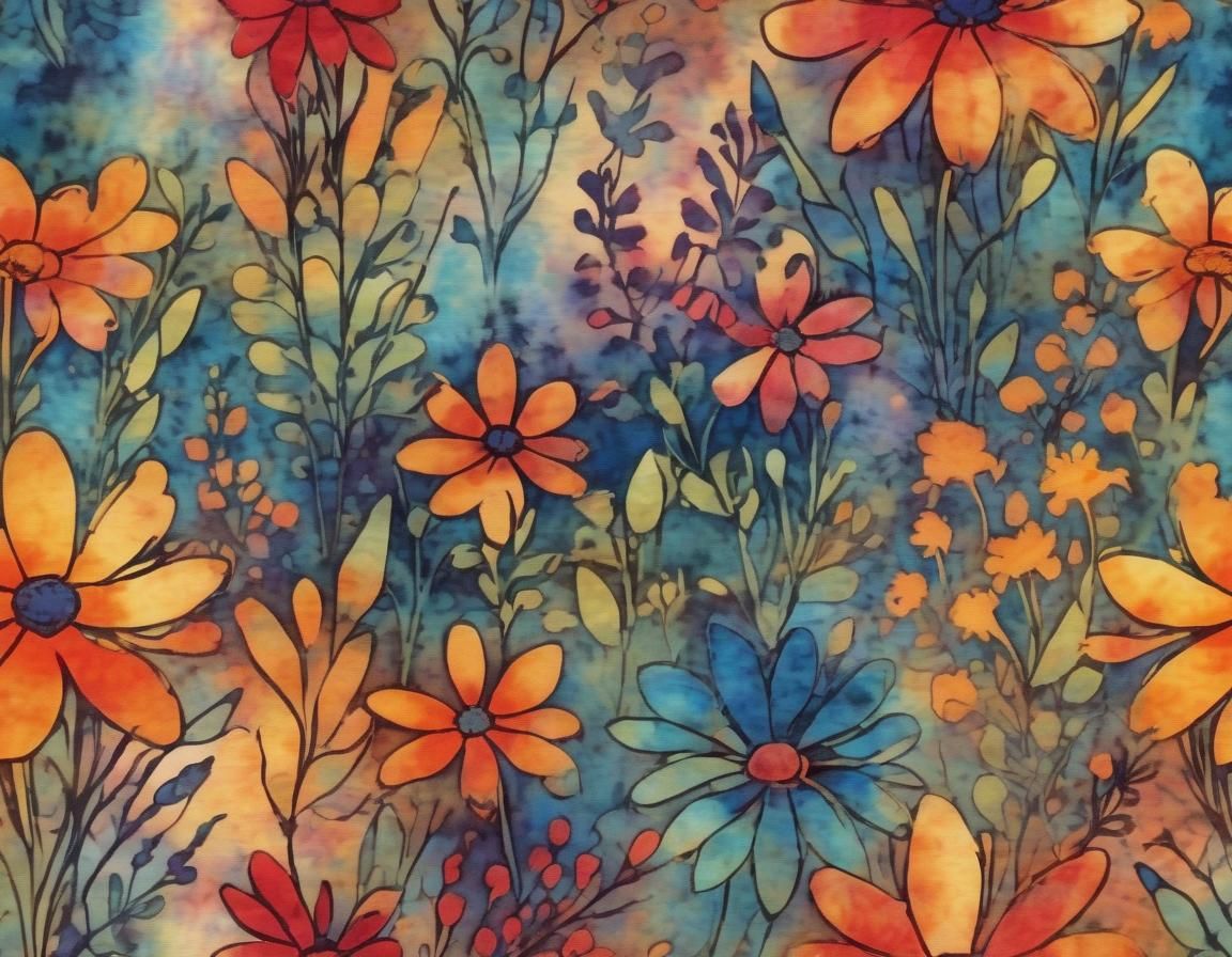 Mystical Wildflowers as Batik Fabric Art