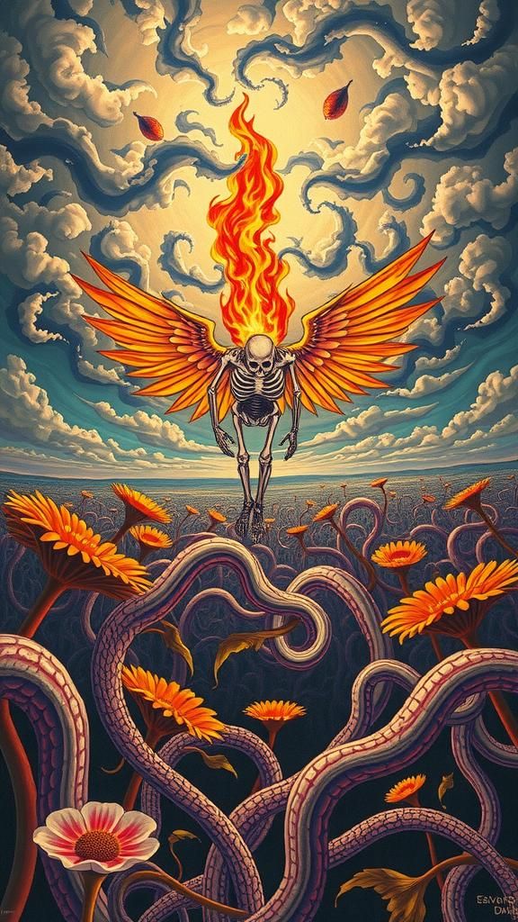 Surreal Landscape with Angel and Vortex, Dali Style