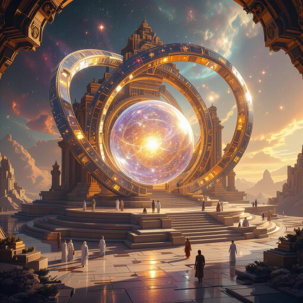 Impossible Ancient Temple in Space, Cosmic Art Style