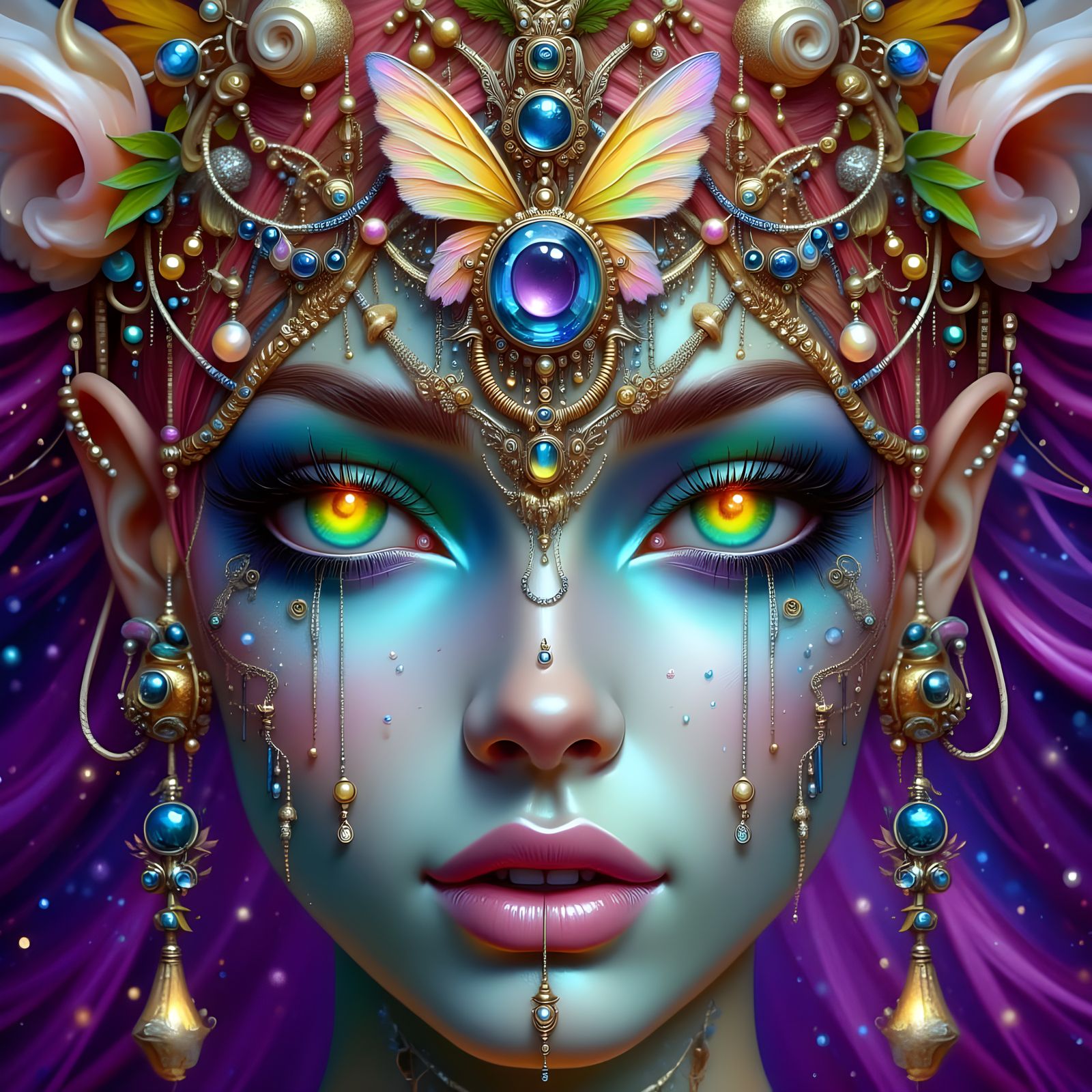 Beautiful Woman in Fairy Punk Style