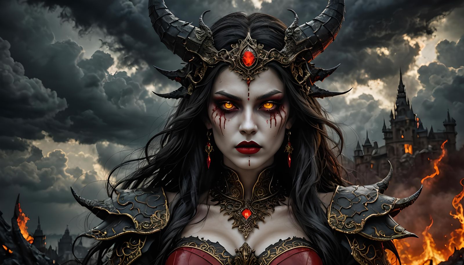 Demon Goddess Azrathel of Darkvale: Hyperrealistic Portrait