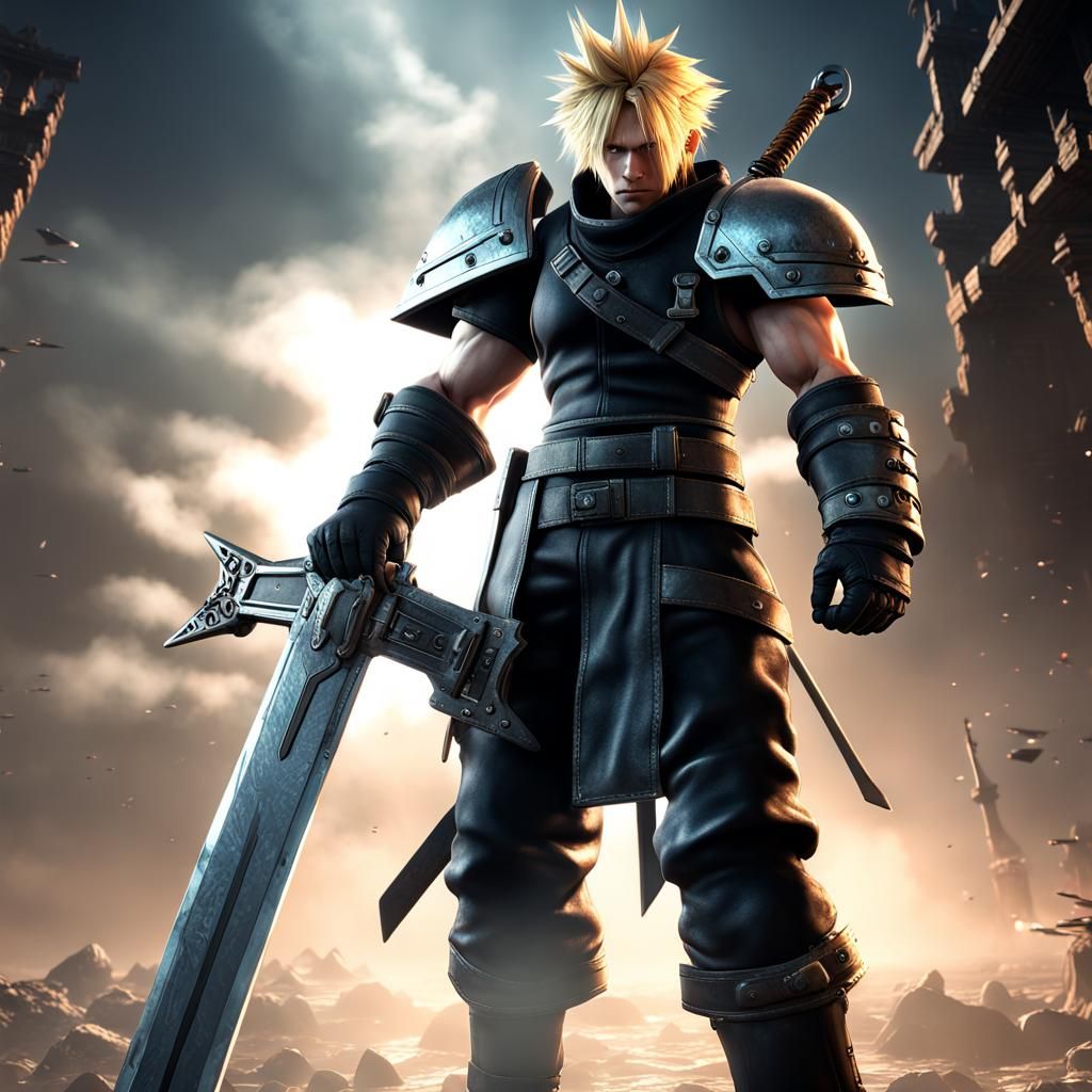Cloud Strife as Chaos Space Marine in 3D