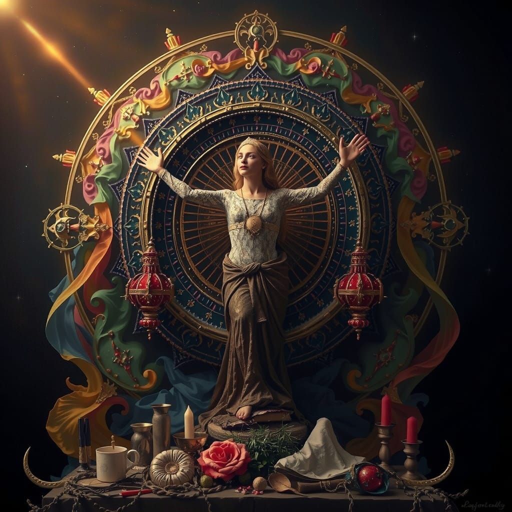 Masterpiece Painting of Beauty and Truth with Vibrant Compos...