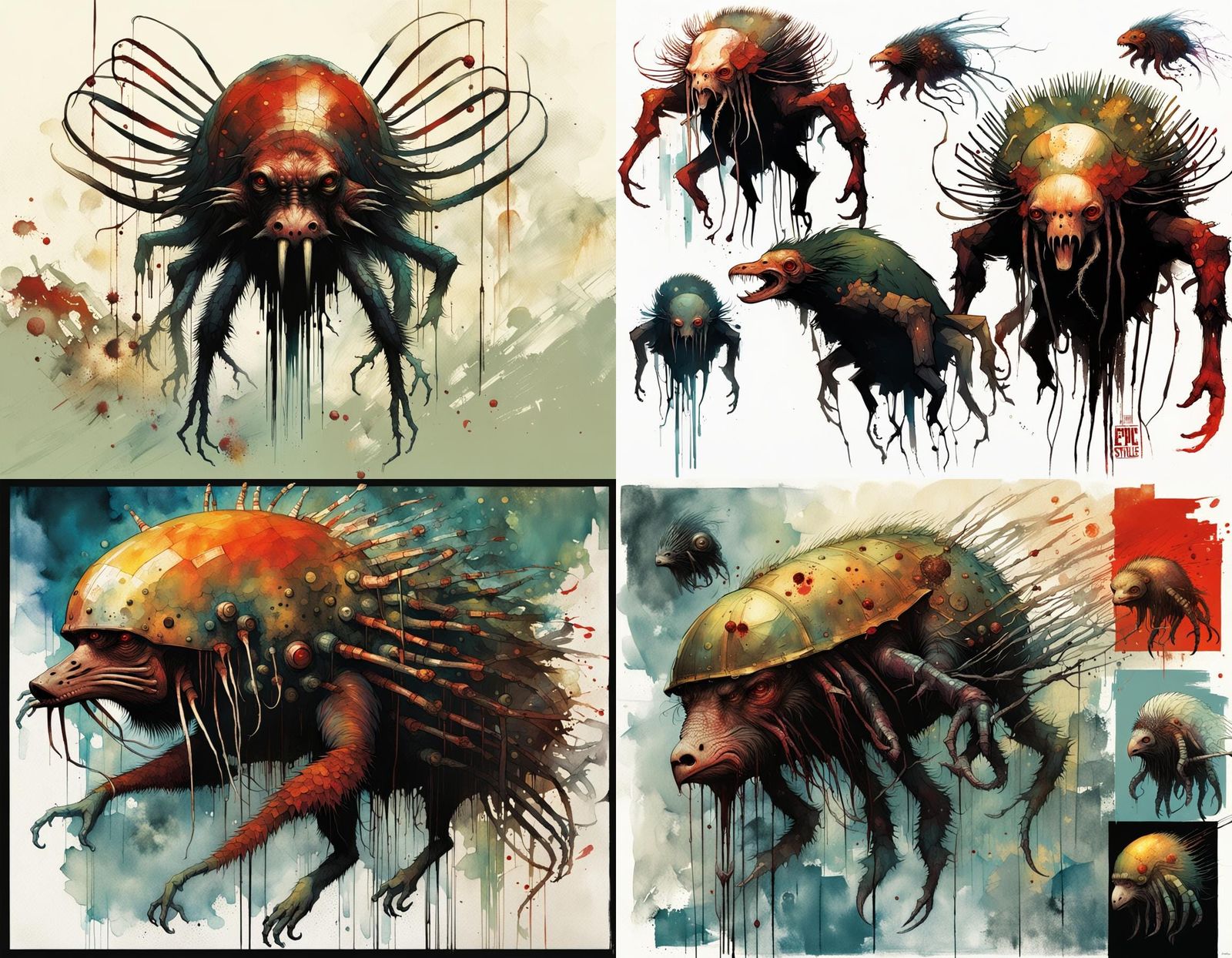 Grotesque Hybrid Creature in Horror Style