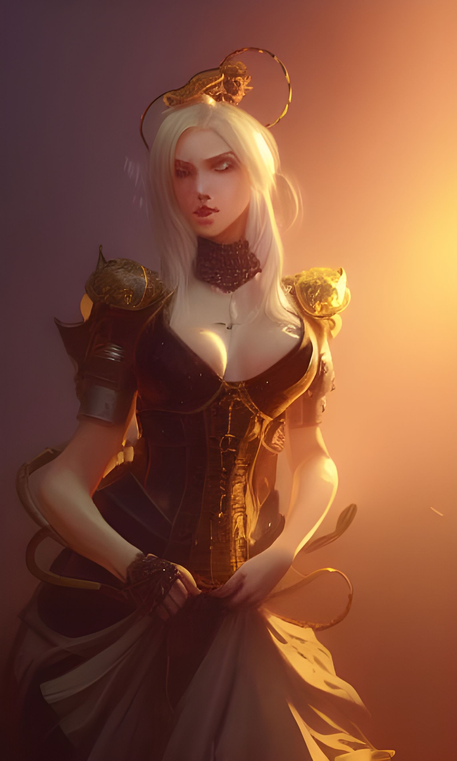 Steampunk Lady in Golden Gown: Dark Fantasy Portrait