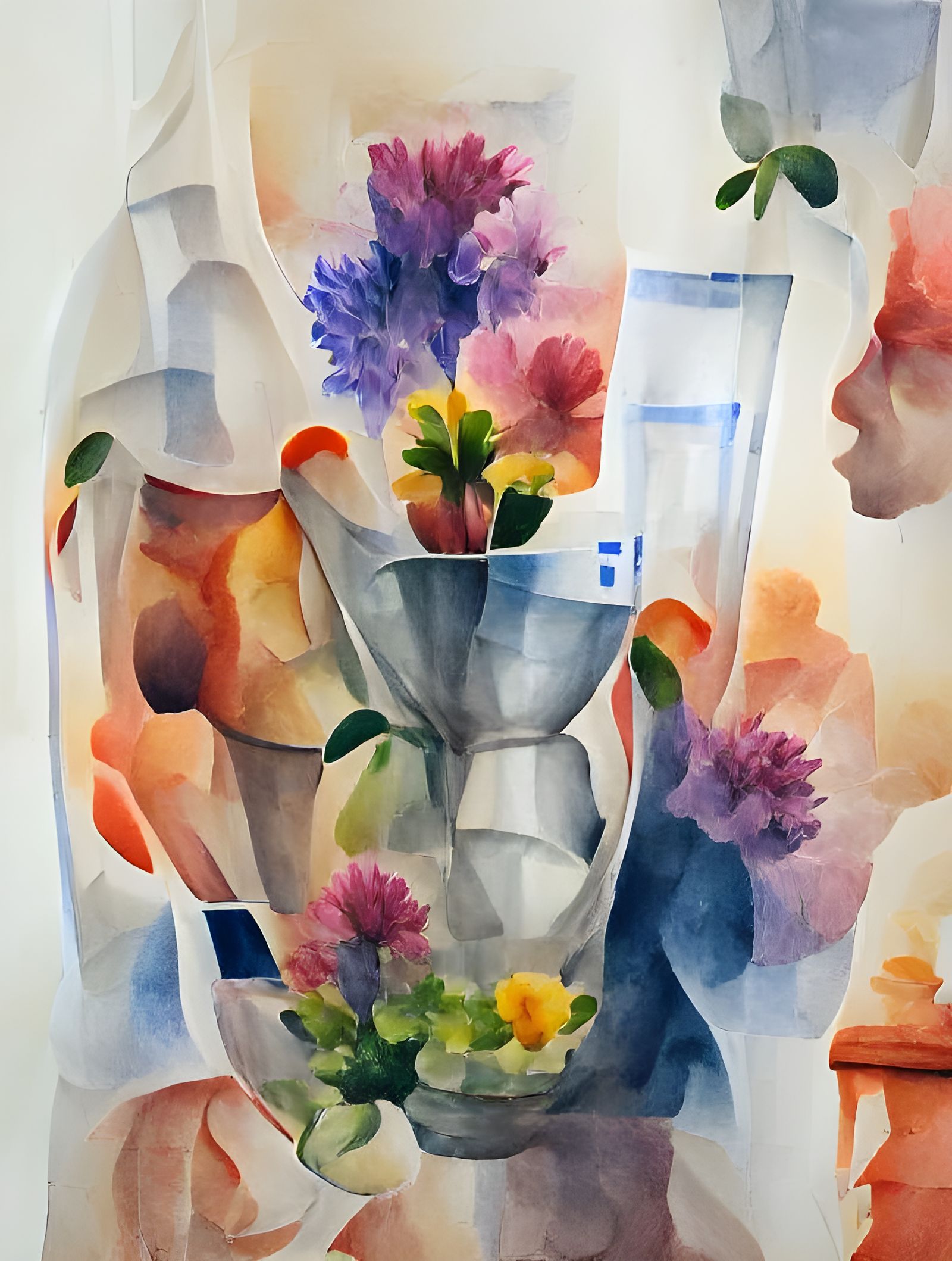 Vibrant Flowers in Vase Still Life