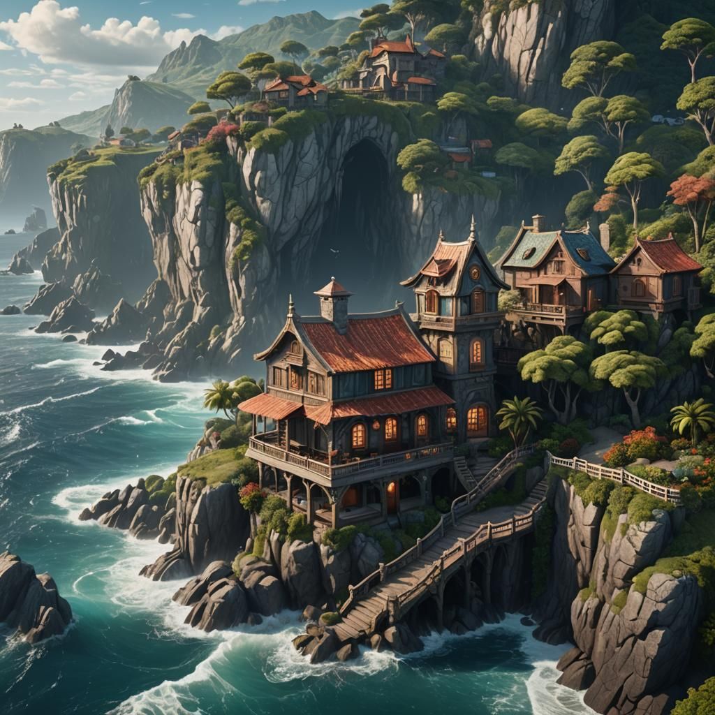 Oceanfront House: Detailed Matte Painting
