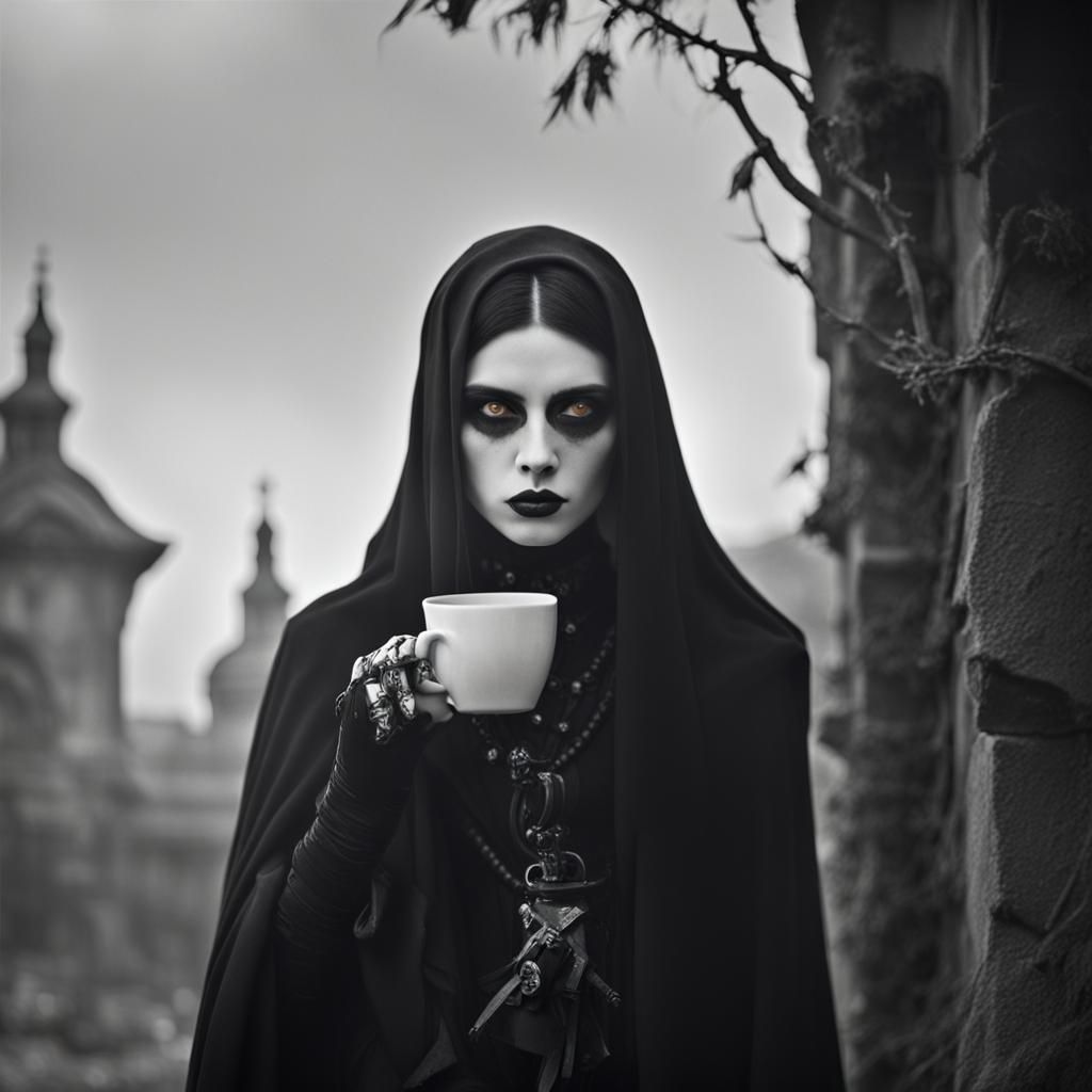 Victorious Goth Fashion Models in Digital Painting