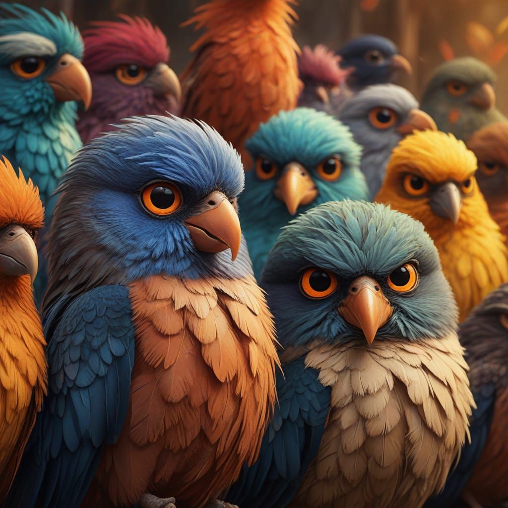 Grumpy young avians.  A annoyed looking tiny Peacock.  a  of...