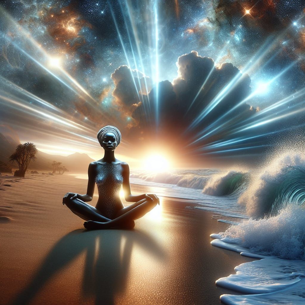 Cosmic Beach: African Astronaut in Outer Space