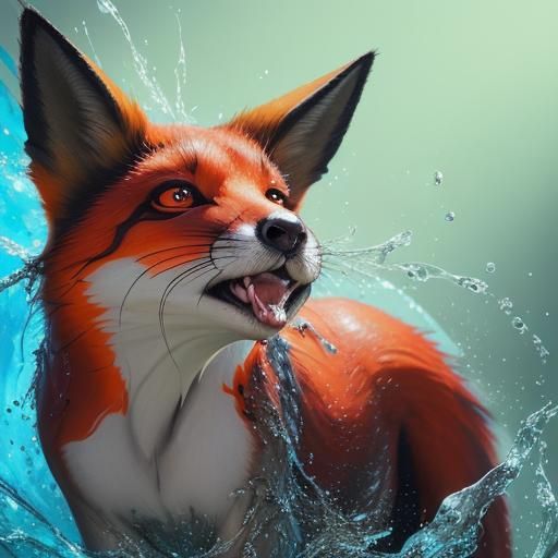 Hyperrealistic Fox in Splash Art Style