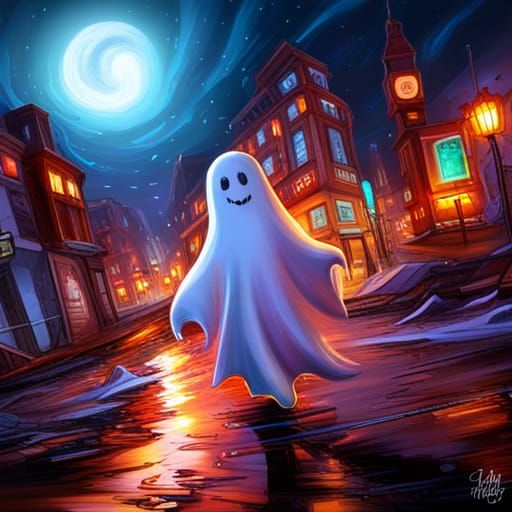 Radioluminescent Ghost Portrait in 3D Splash Art