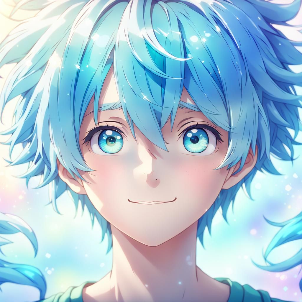 Cute Anime Boy Portrait in Kawaii Style