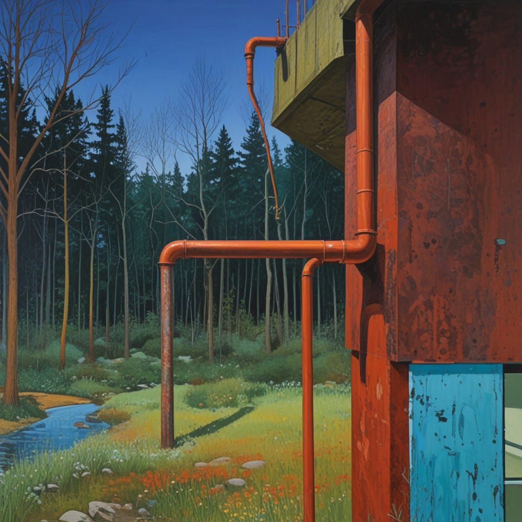 Pumping Station Landscape in Vibrant Colors