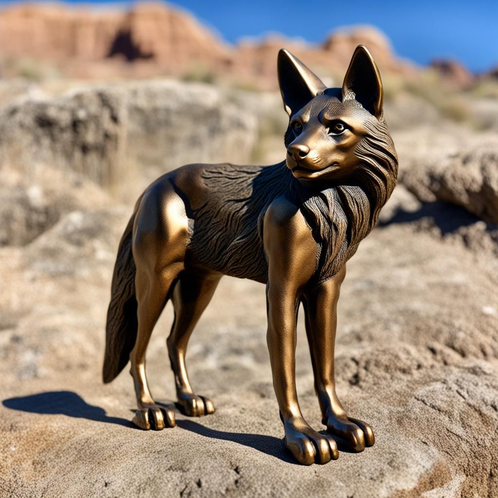 Bronze Coyote Sculpture