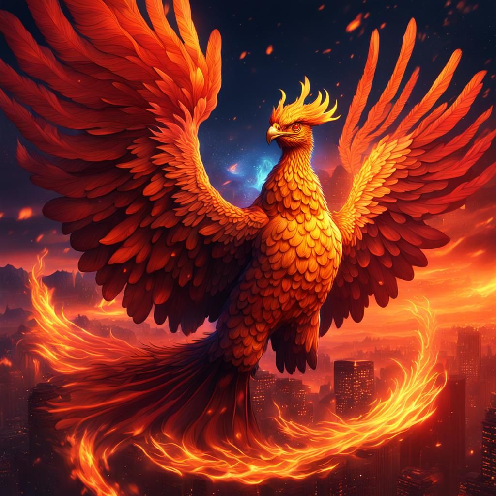 Majestic Phoenix Rising: Fantasy Concept Art