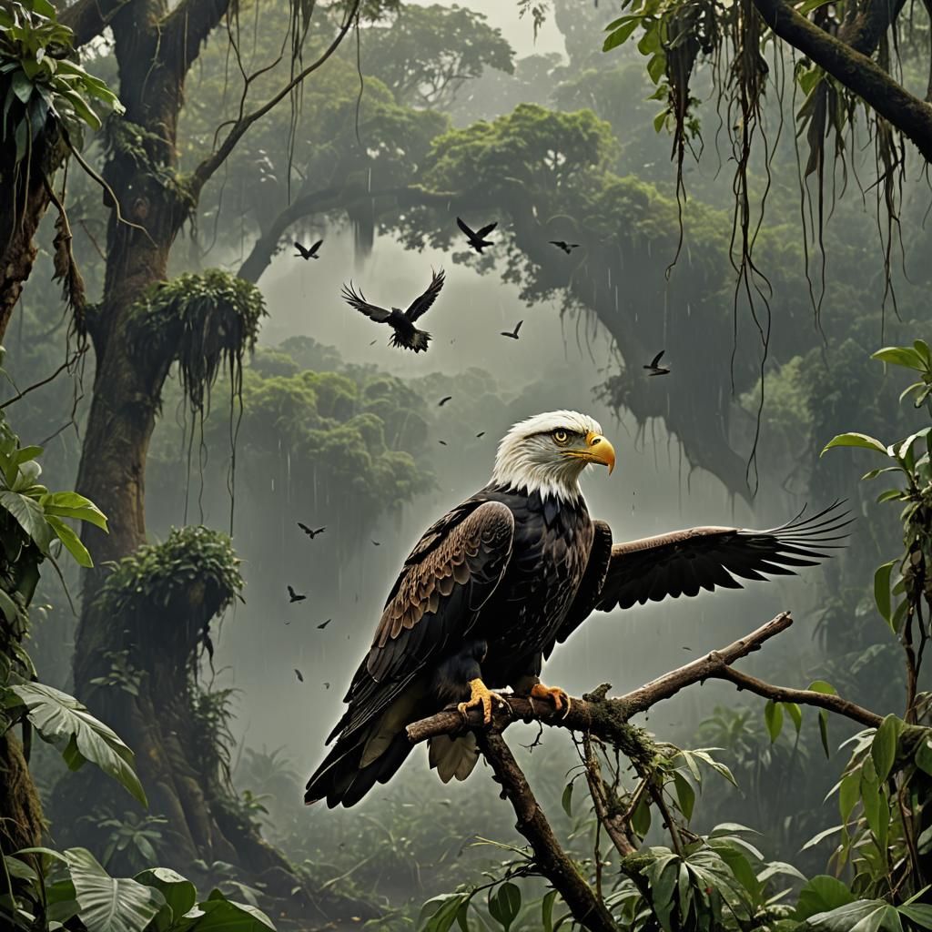 Crying Bird's Flight: A Detailed Fantasy Painting