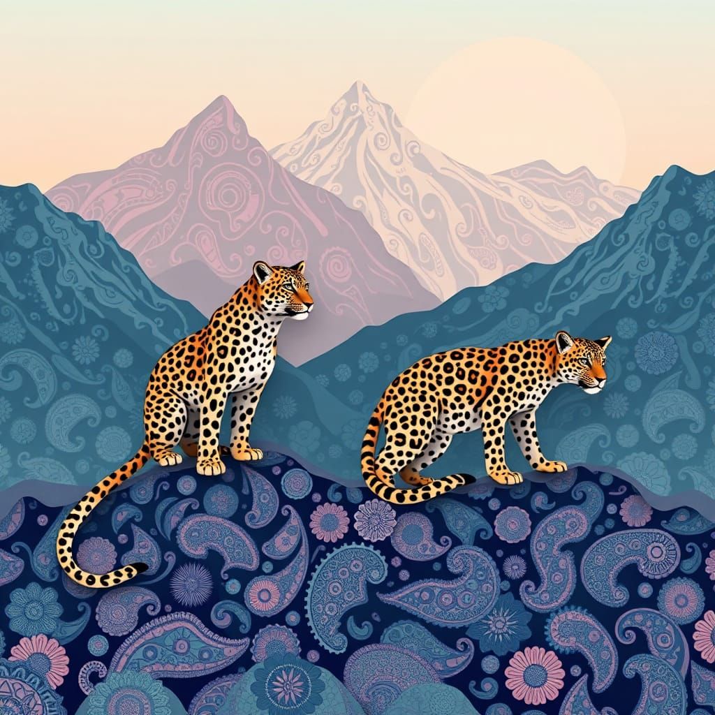 Leopards and Paisley in Abstract Fractal Design