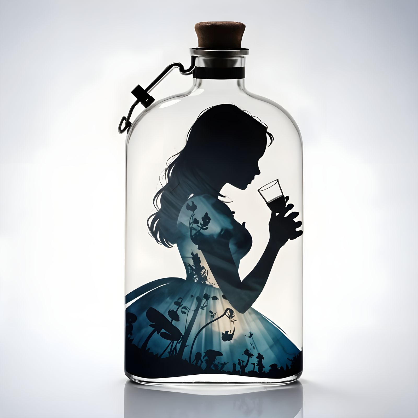 Alice in a Dark Whimsical Double Exposure Portrait