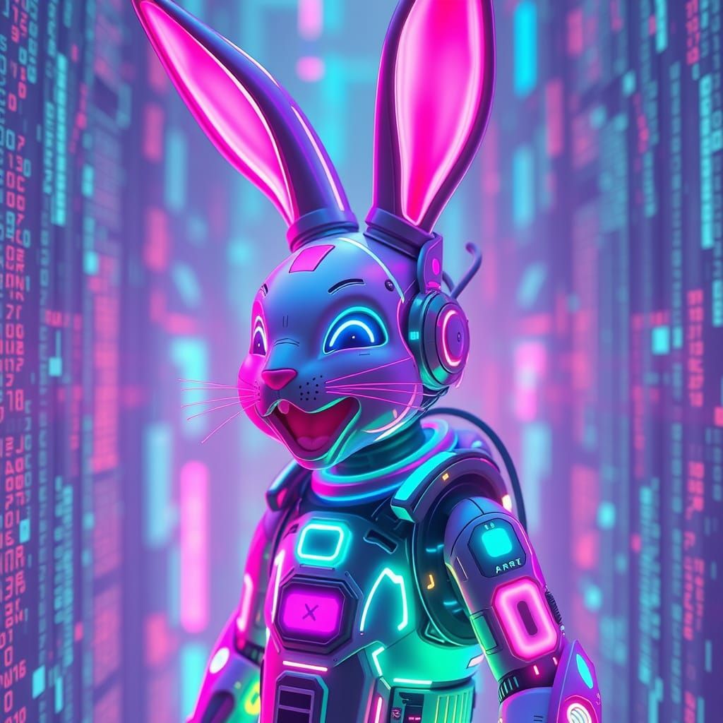 Vaporwave Bunny Glitch Corrupts Reality