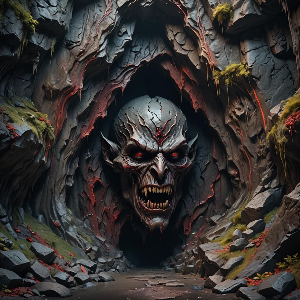 Vampire Head Cave Entrance: Detailed Matte Painting