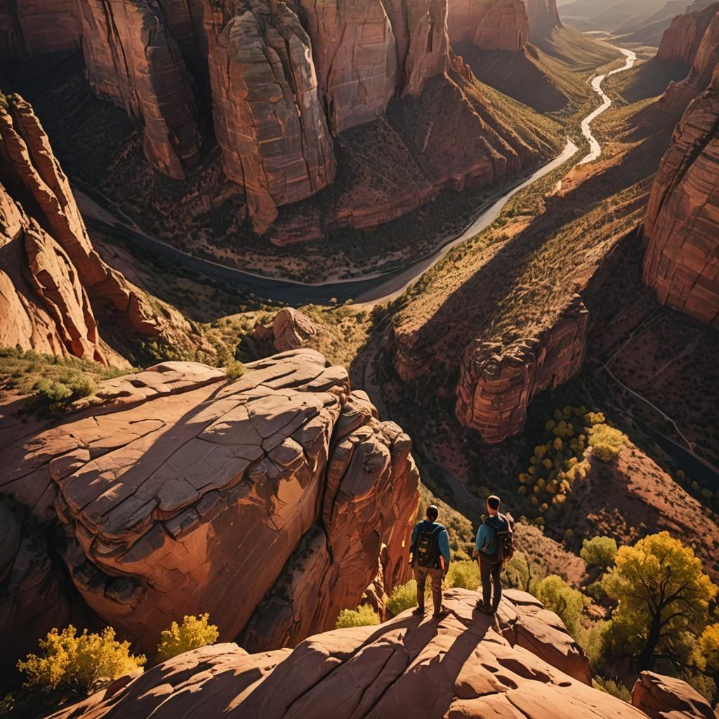 Zion Canyon Hiker at Sunset: Landscape Photography