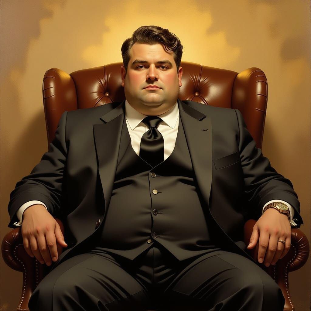 Handsome Man in Suit, Naturalistic Painting