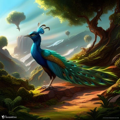 Fantastical Ribbon-tailed Astrapea Peacock Hybrid in Deep Co...