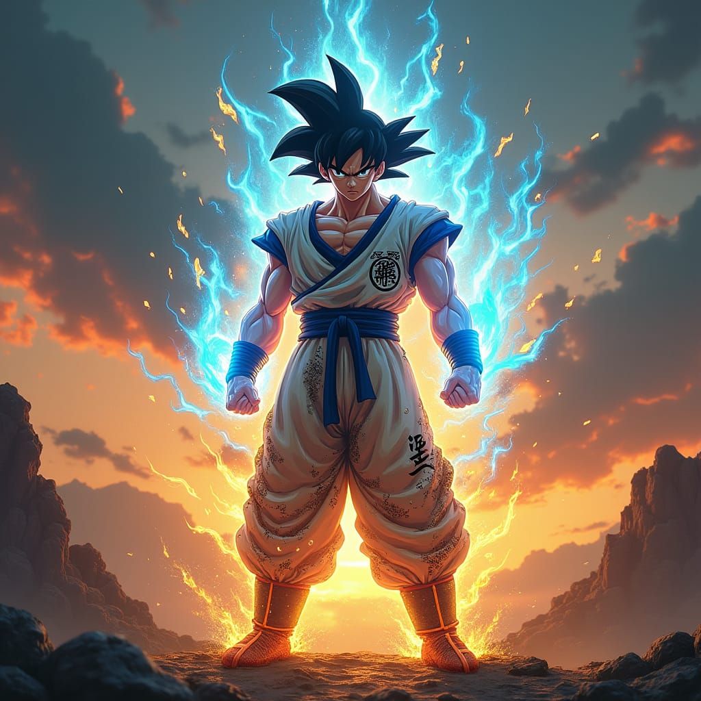 Goku Ultra Instinct in Mystical Environment