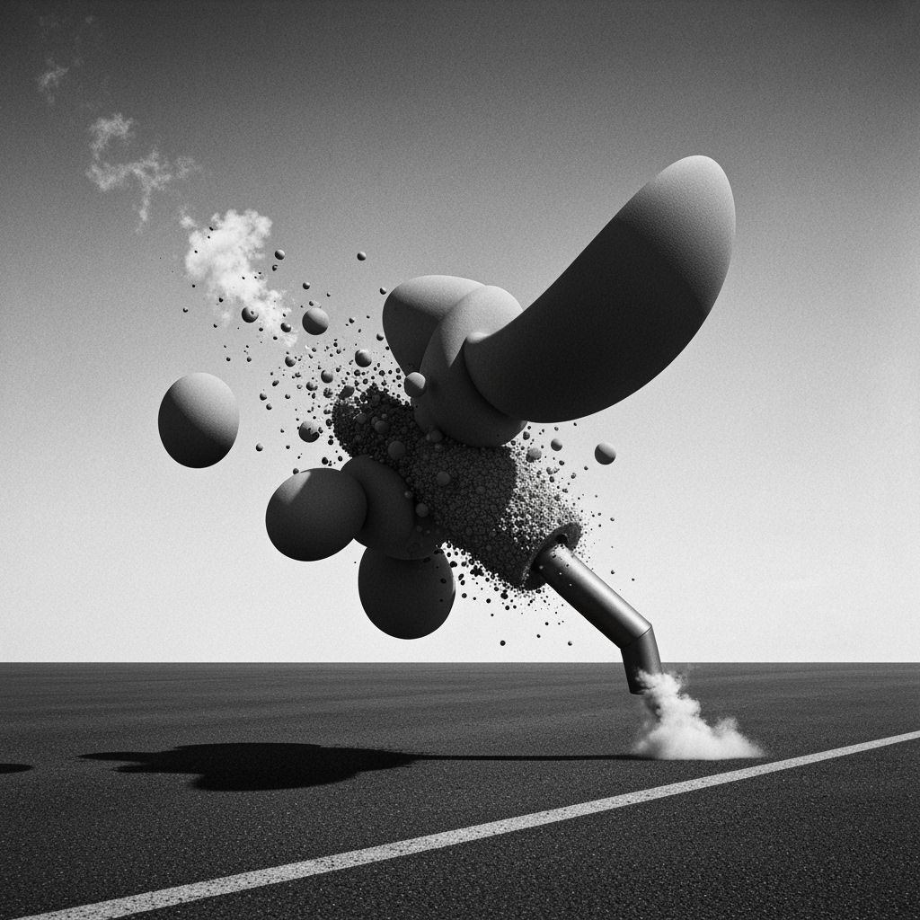 Surreal Abstract Forms Decomposing in Stark Black and White