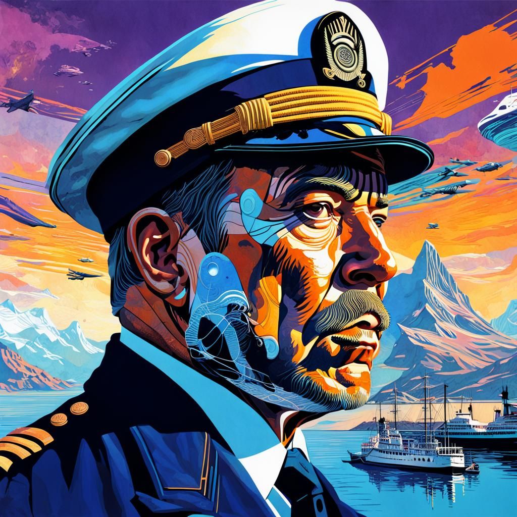 Surreal Sea Captain Double Exposure Collage