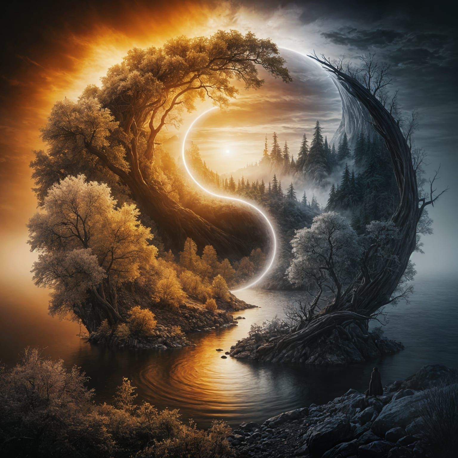Yin-Yang: Harmonious Realms in Digital Art