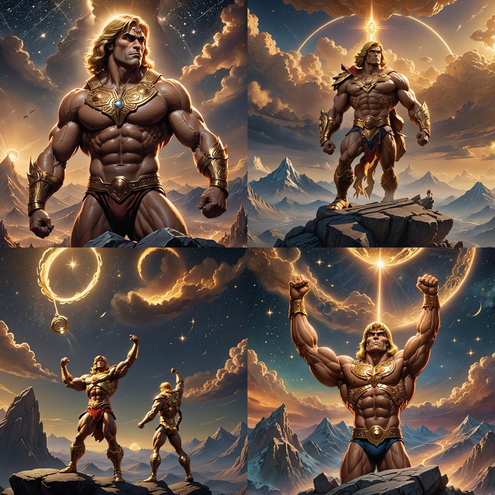 He-Man Infused with Godly Power on Mount Olympus
