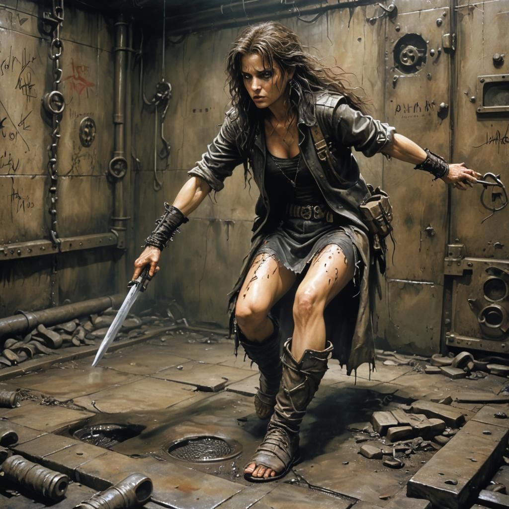 Sewer Tunnels Ruin Playground, Dark Fantasy Illustration