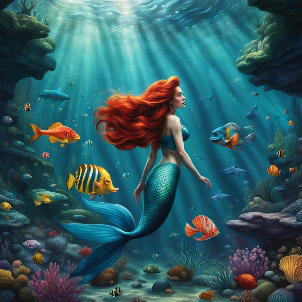 Hyperrealistic Underwater Mermaid Scene