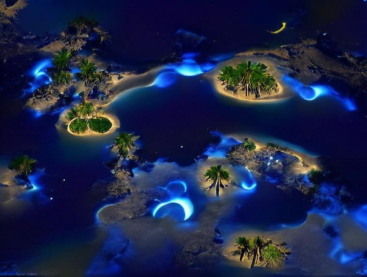 Noctilucent Serenity on a Tropical Island Night