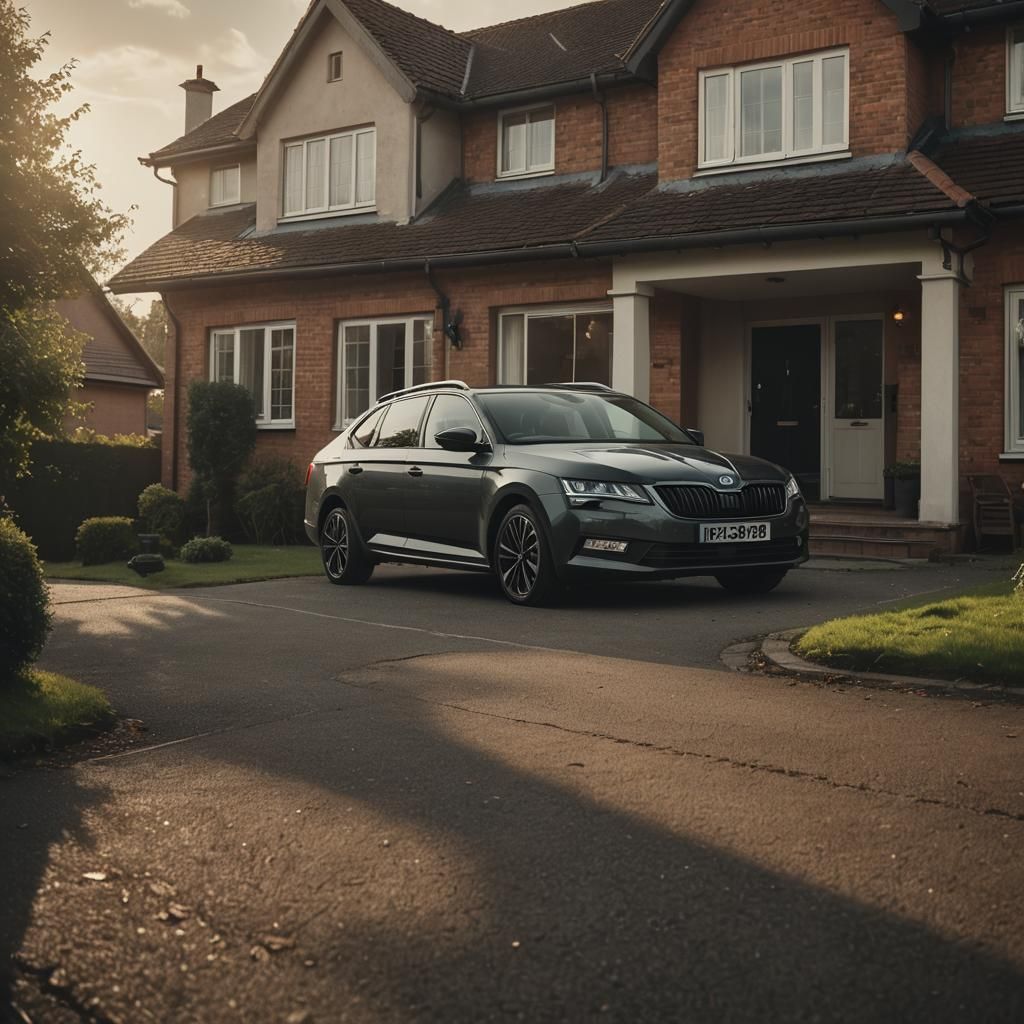 Skoda Octavia Parked: Cinematic Film Still