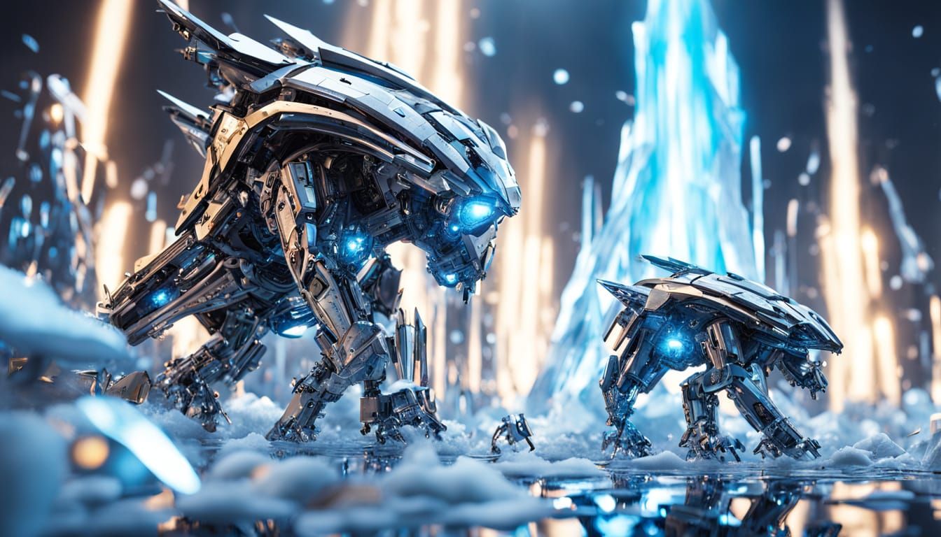 Sci-Fi Fire and Ice Beasts Clash