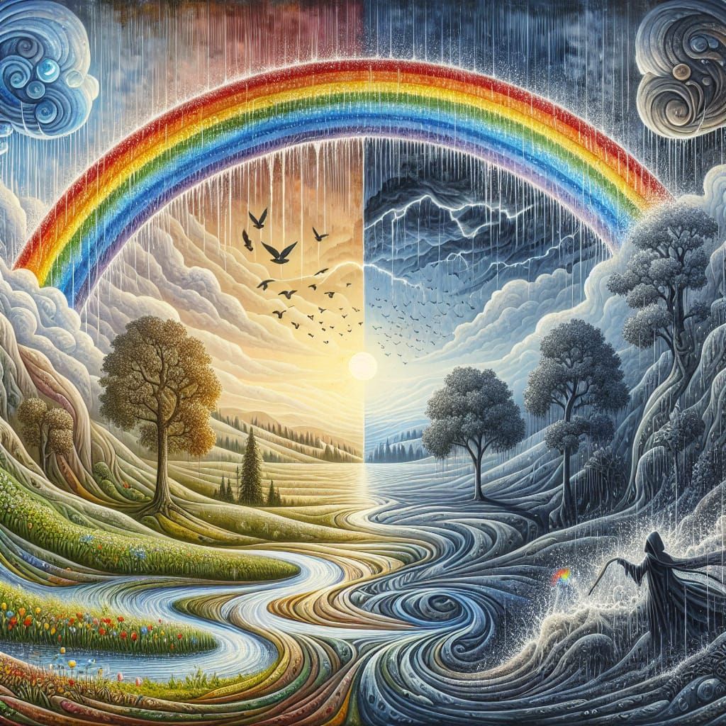 Rainbow After Rain: Matte Oil Painting
