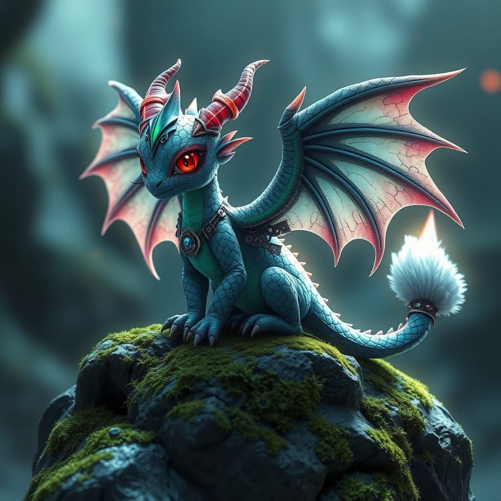 Gothic Cute Wyvern in Mystical Aura