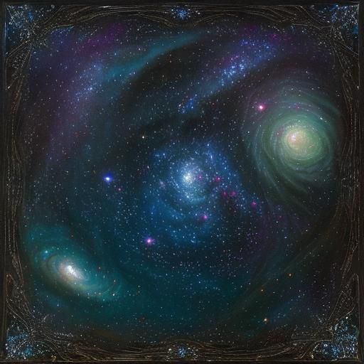 Baroque Celestial Starfall in Galaxy Center